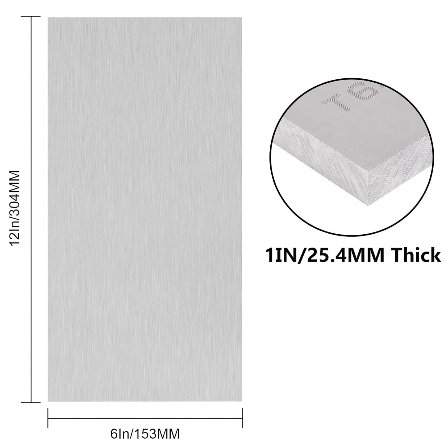 6061-T651 Aluminum Sheet 6 x 12 x 1Inch (25.4MM) Flat Plain Thickened Aluminum Plate with Protective Film, Industrial Grade