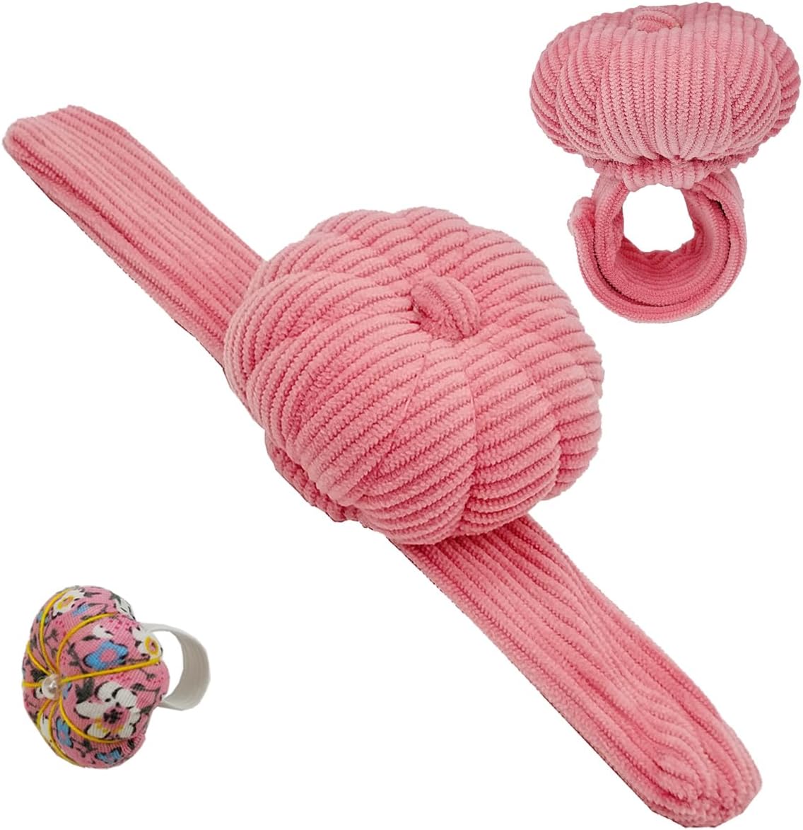 Elastic Wrist Pin Cushion Ring Pincushions Needlework DIY Handcraft Needles Holder for Sewing and Quilting with 1 Elastic Strap Finger Ring Pincushions Pumpkin Shaped