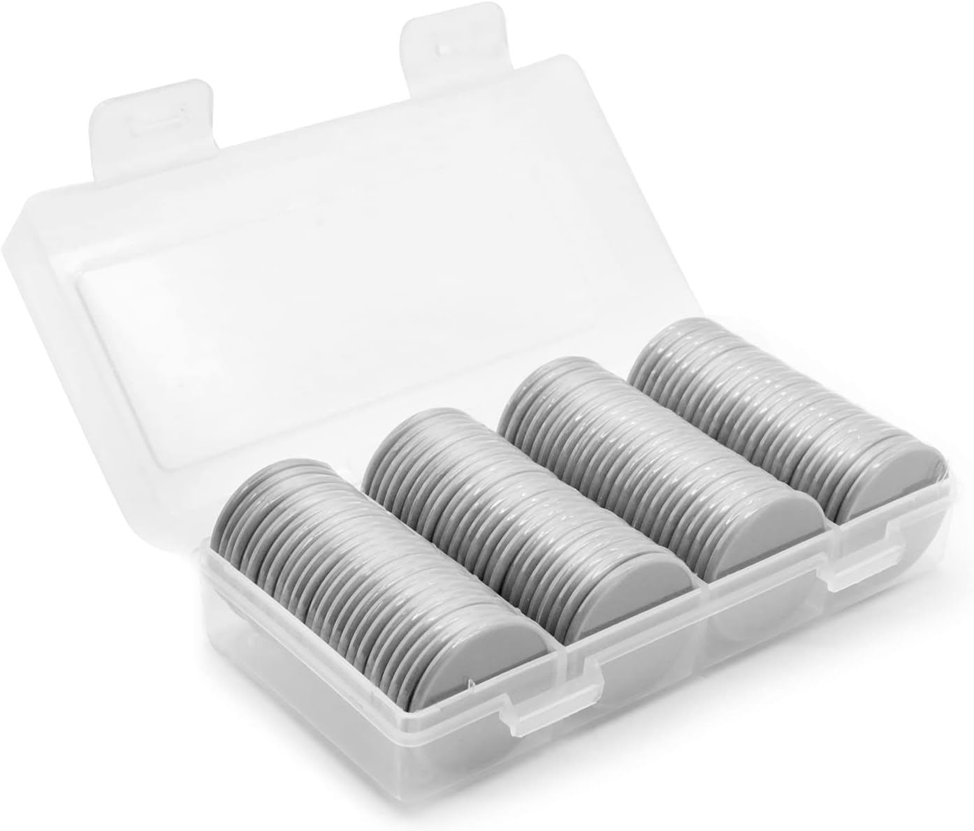 Set of 100 Opaque Plastic Learning Counters Mini Poker Chips Game Tokens with Storage Box (LightGray, 1 Inch)