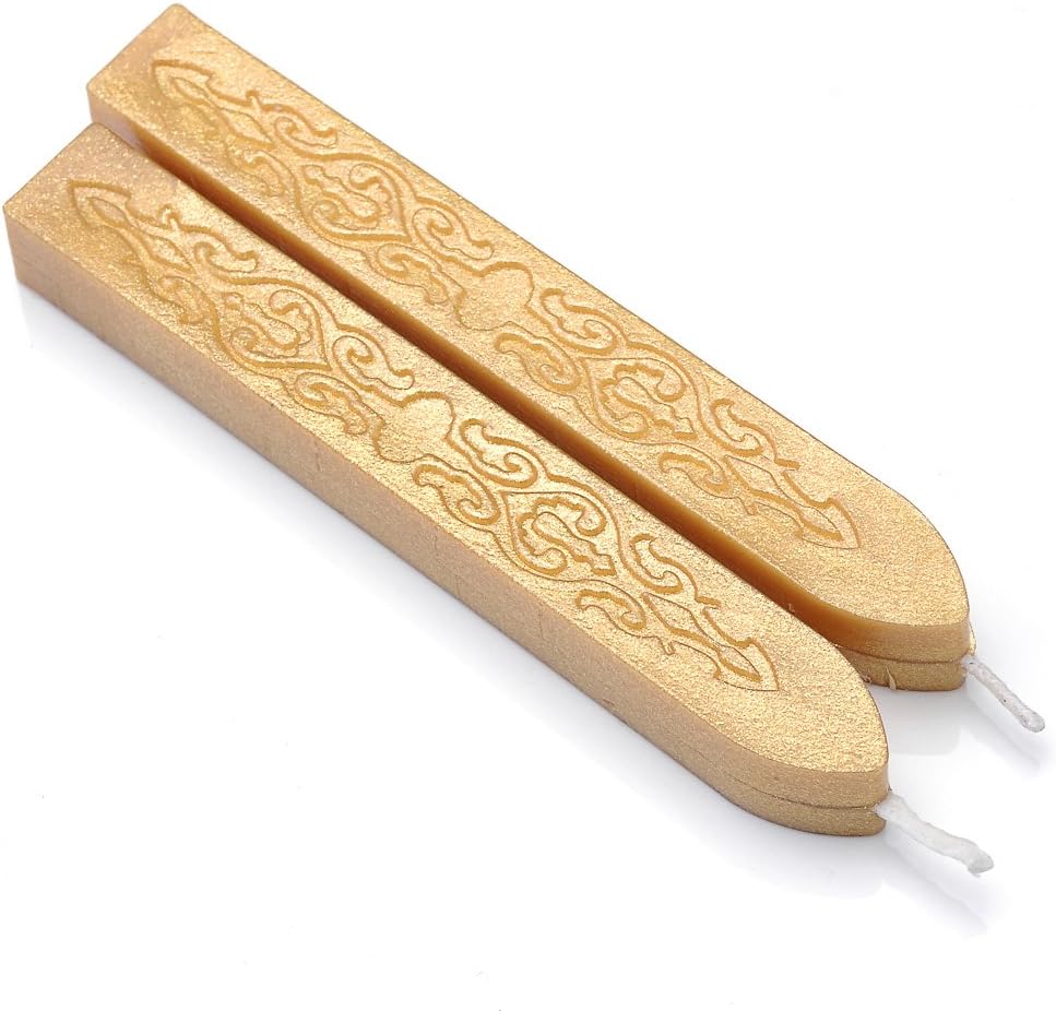 Yoption 12 Pcs Sealing Wax Sticks with Wicks, Antique Light Gold Totem Fire Manuscript Seal Wax for Wax Seal Stamp
