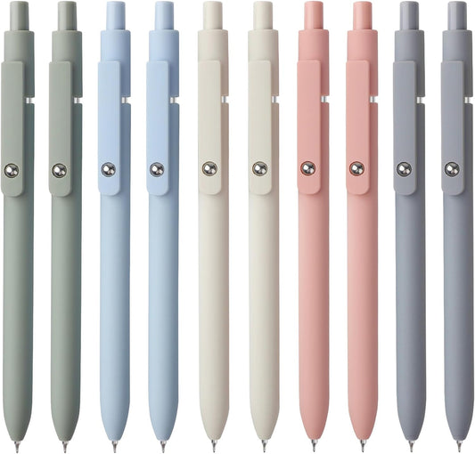 FIOVER Gel Pens, 10pcs 0.5mm Quick Dry Black Ink Fine Point Smooth Writing Pens for Journaling Note Taking High-End Series Ballpoint for Office School Supplies(10pcs Morandi)