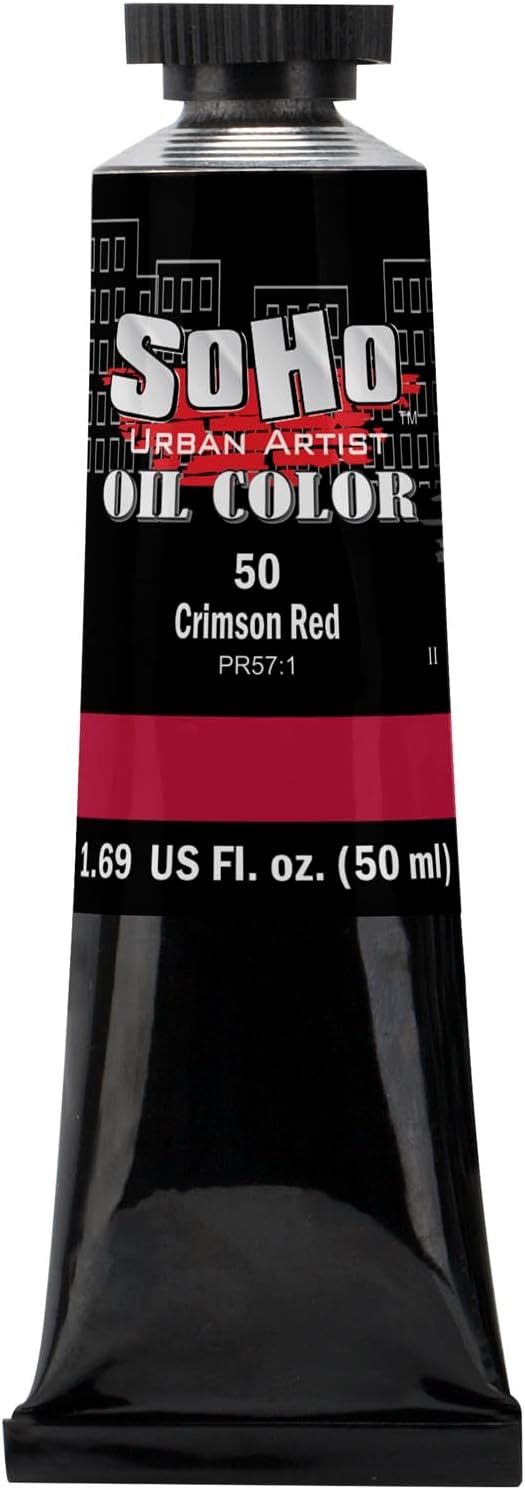 Soho Urban Artist Oil Paint - Crimson Red, 50 ml Tube - Best Valued Oil Colors for Painting, Excellent Pigment Load