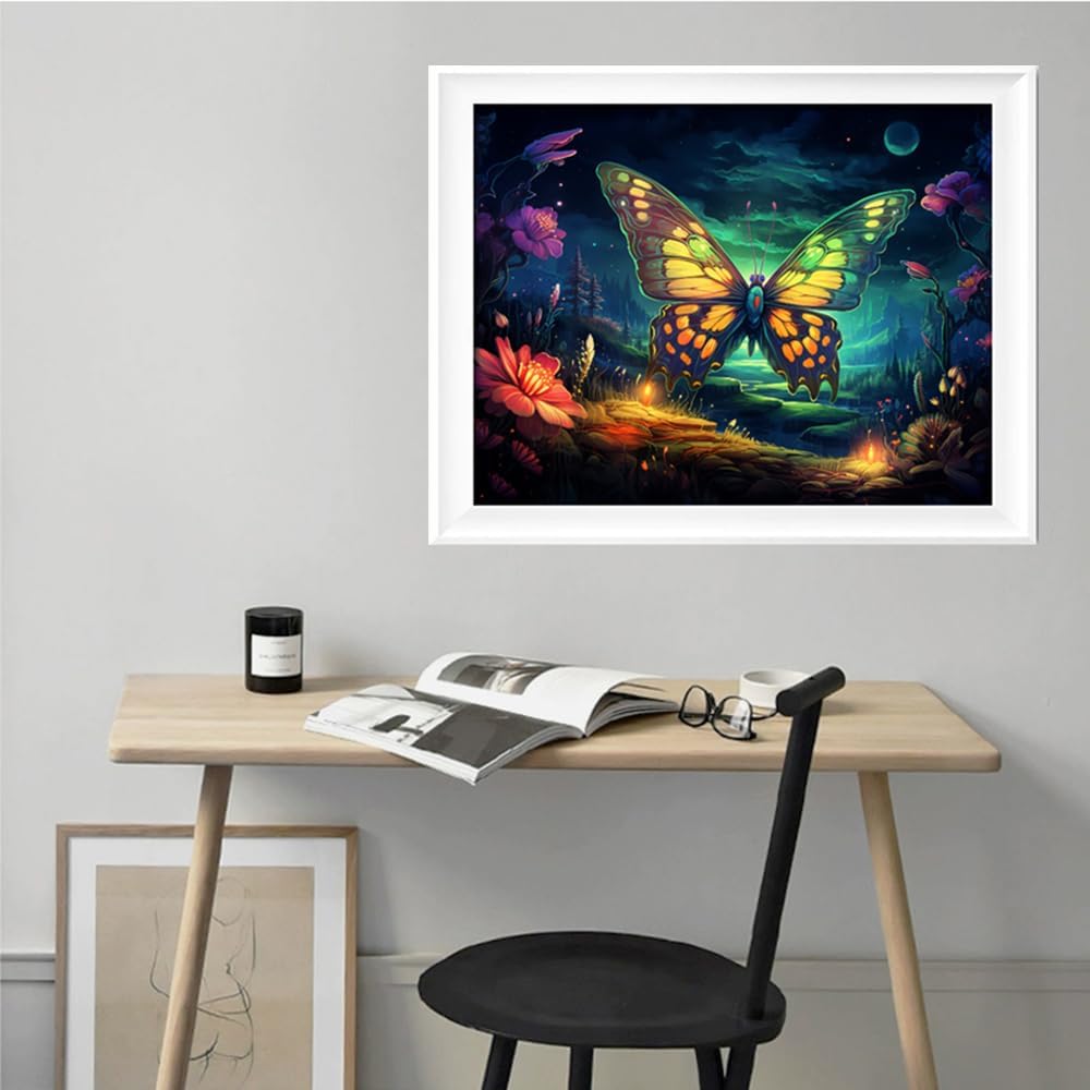 Leczany Cross Stitch Stamped Kit for Adults or Kids - Fantasy Butterfly | DIY Embroidery Starter Patterns Craft Kit Needlepoint for Beginner | 11CT, 3 Strands | 17.7x12.6 inches