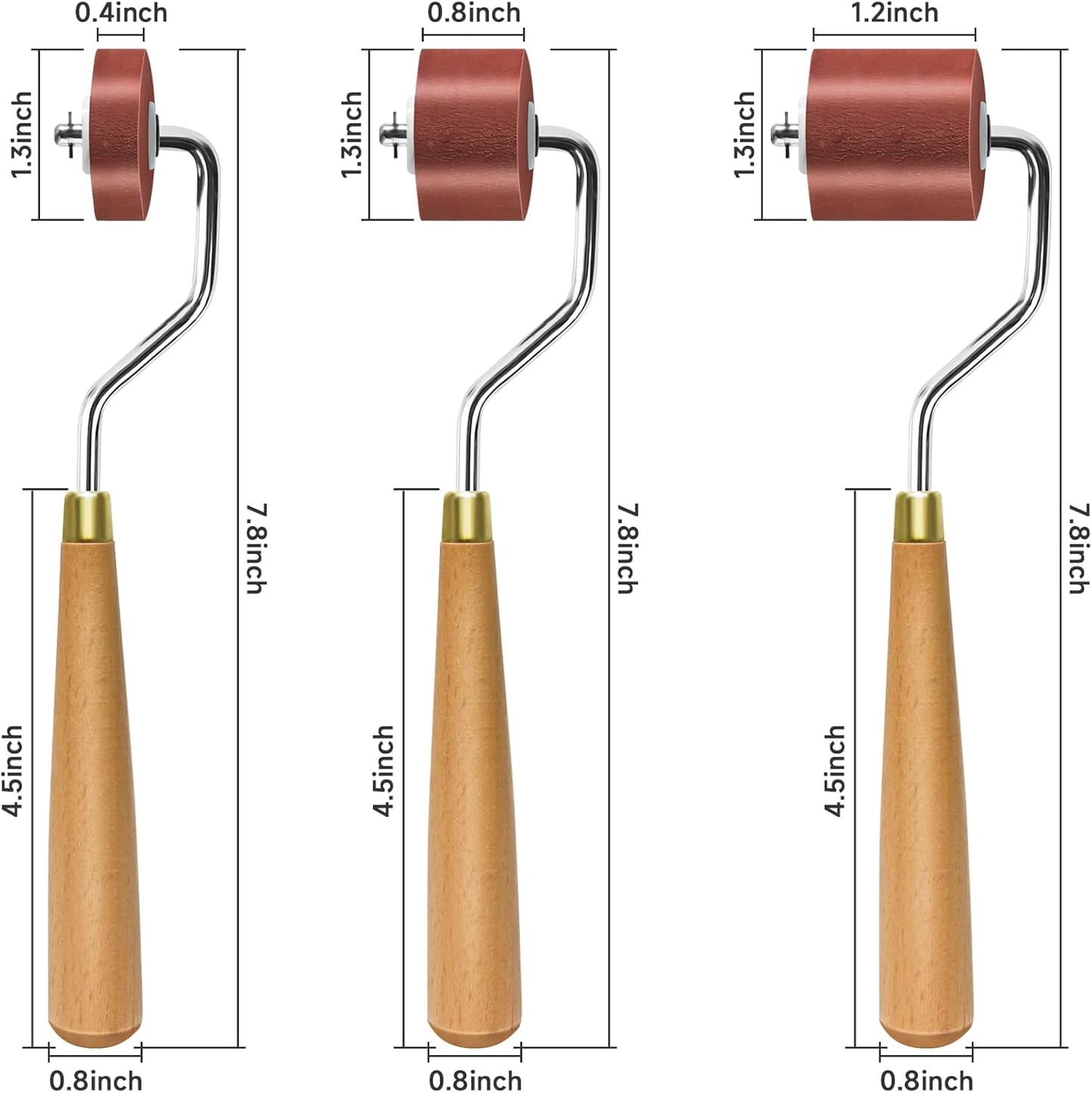 3pcs Rubber Rollers Brayer - Brayer Rollers for Crafting, Ink Roller Set with Comfort Grip for Printmaking, Crafts, and Stamping