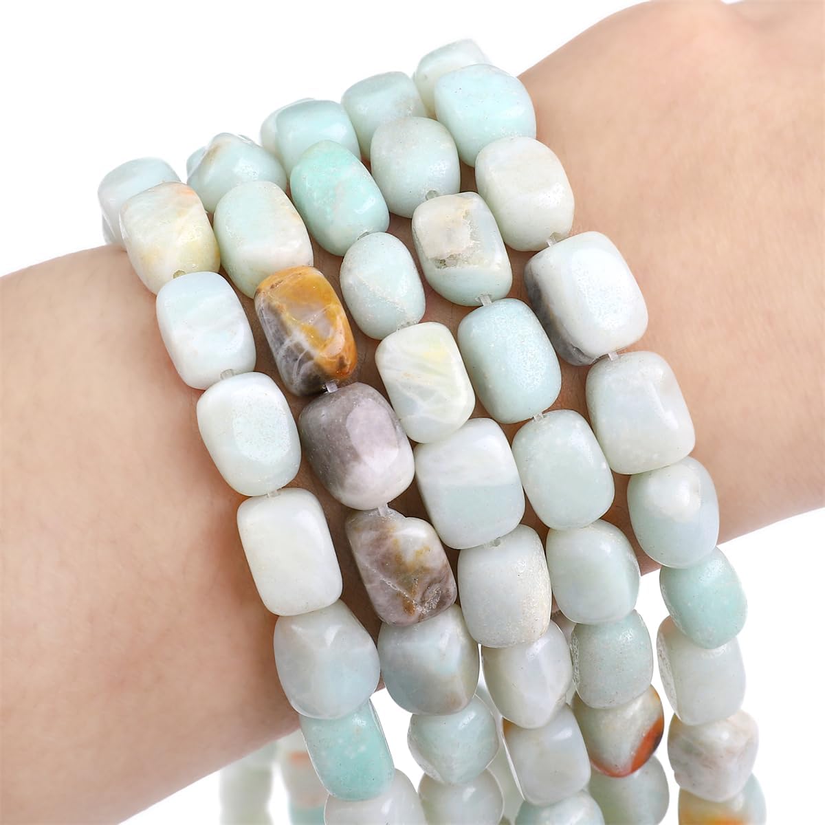 Natural Amazonite Cuboid Stone Loose Semi Gemstone Beads for Jewelry Making 8mmx12mm 38cm/Strand