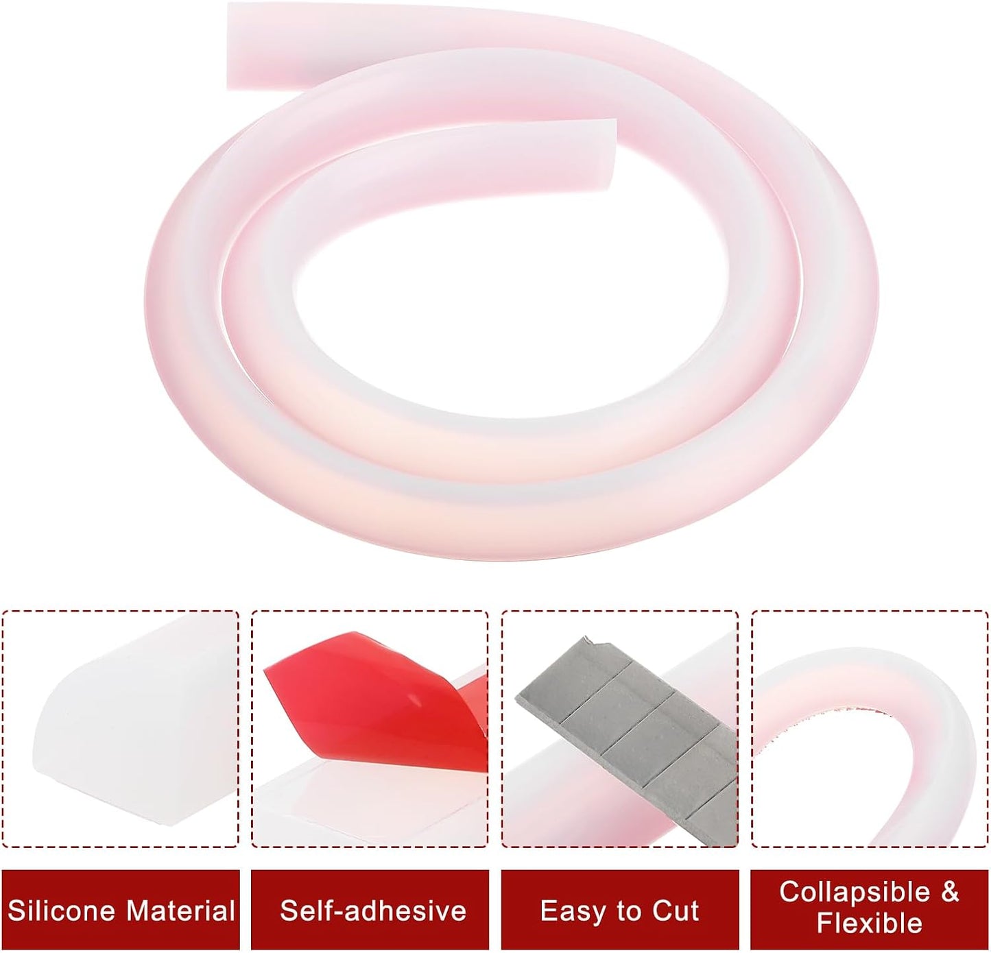 uxcell Flexible Molding Trim, 39 Inch Flexible Quarter Round Molding Silicone Peel and Stick Trim Self Adhesive Shower Water Barrier for Corner Decor Bathroom Kitchen, Transparent