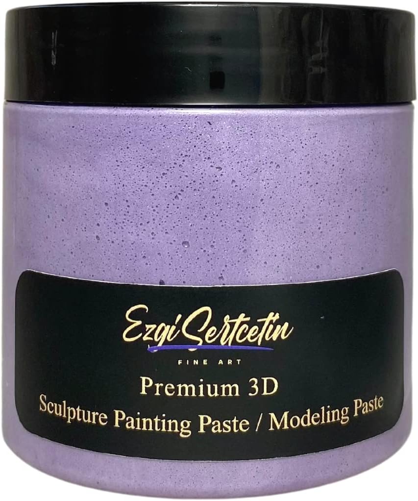 3D Sculpture Painting Paste|Texture Paste|Decorative Plaster|Ready to Use|Unique Colors|Ideal for Artwork|Stencil|Flowers|Texture|Art Relief| 6 oz (Metallic Lilac)