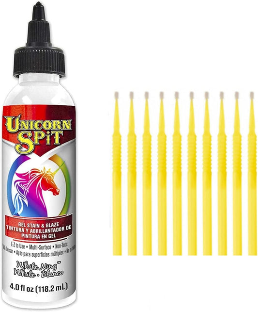 Unicorn SPiT Gel Stain and Glaze in One - White Ning 4 oz. Bottle Detail Sticks
