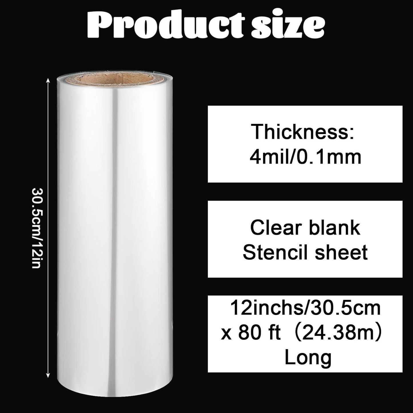 12 Inches x 80 ft 6 Mil Acetate Roll Clear Acetate Sheets for Crafts Blank Stencil Sheets Transparency Mylar Template Material Reusable Acetates Paper Roll for Craft Stencil Vinyl for Cutting Machines