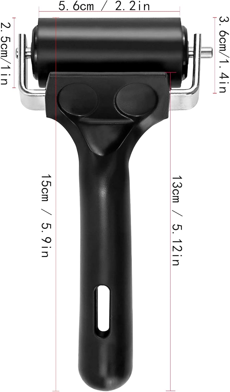 Printmaking Brayers，Rubber Roller, Brayer Ideal for Anti Skid Tape Construction Tools, Print, Ink and Stamping Tools,Crafting, Hard Rubber Roller Brayers, Vinyl Roller Ink Paint Brush (2.4in)