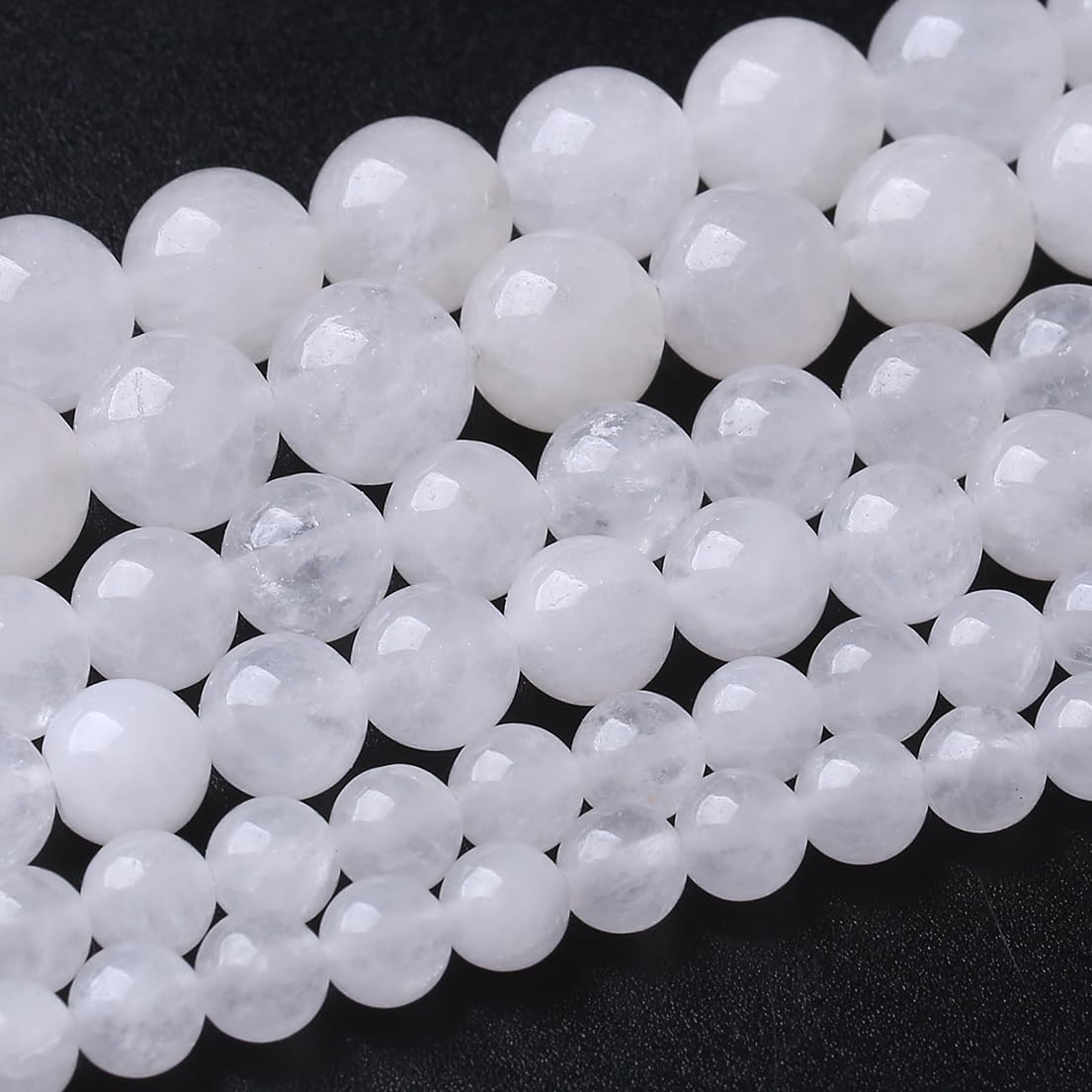 90PCS 4MM White Chalcedony Beads Round Loose Stone Beads for Jewelry Making DIY Energy Stone Healing Power Bracelet 15"