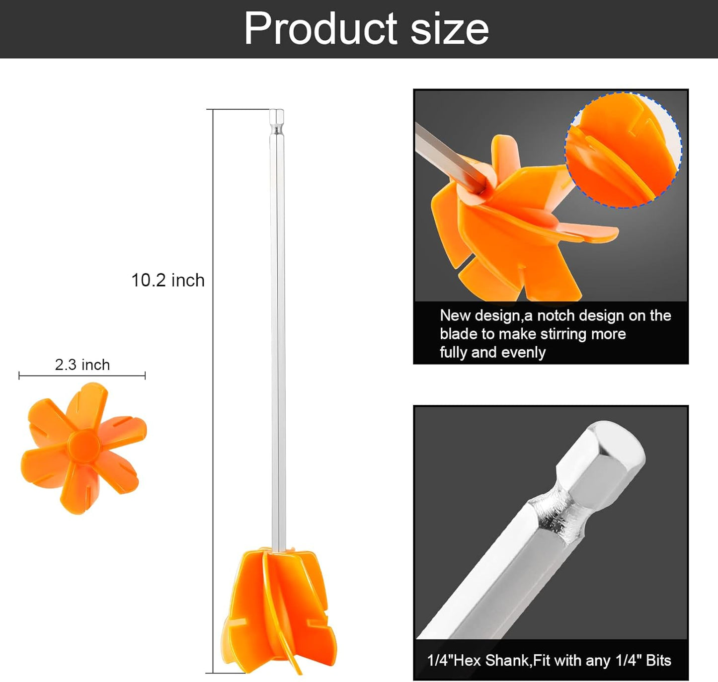New Design Paint Mixer Drill Attachment with 1/4"Hex Shank Adapt to Quick Chuck Drill,Multipurpose Paint Stirrer for Liquids that Require Constant Stirring(Resin,Epoxy,Paint and etc.)