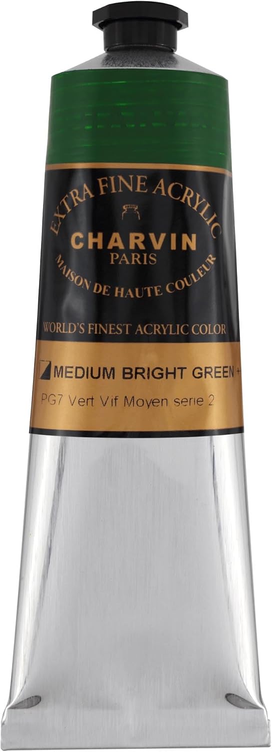 Charvin Extra Fine Professional Artist Acrylic Paint Colors, Nature Themed Hues, 150ml Medium Bright Green