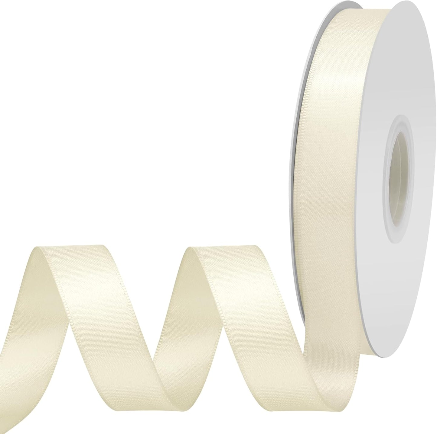 Cream Satin Ribbon 3/4" X 50 Yards Solid Color Double Faced Ribbons Perfect for Crafts Wedding Decor Bow Making Arts Sewing and More