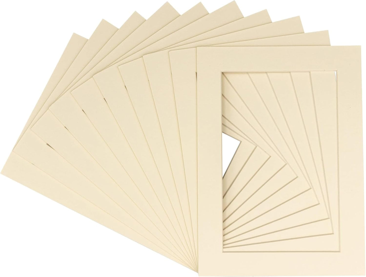 5x7 Mat for 8.5x11 Frame - Precut Mat Board Acid-Free Show Kit with Backing Board, and Clear Bags Textured Cream 5x7 Photo Matte For a 8.5x11 Picture Frame Matboard for Framing, Pack of 100 Mats