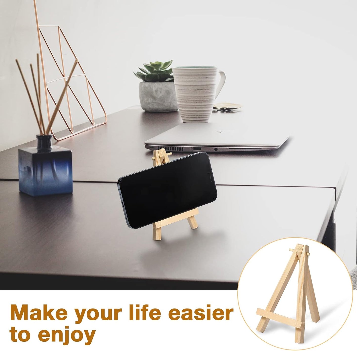 40 Pack 5 Inch Mini Wood Easel Stand Mini Wood Display Easel Wooden Tripod Holder Stand for Painting Portable Canvas Photo Picture Sign Displaying Small Business Cards Artist Phone Wedding