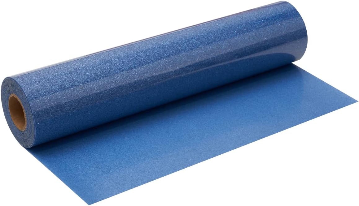 Royal Blue Glitter HTV Roll -12" x10ft Iron on Heat Transfer Vinyl for DIY Shirts Gifts