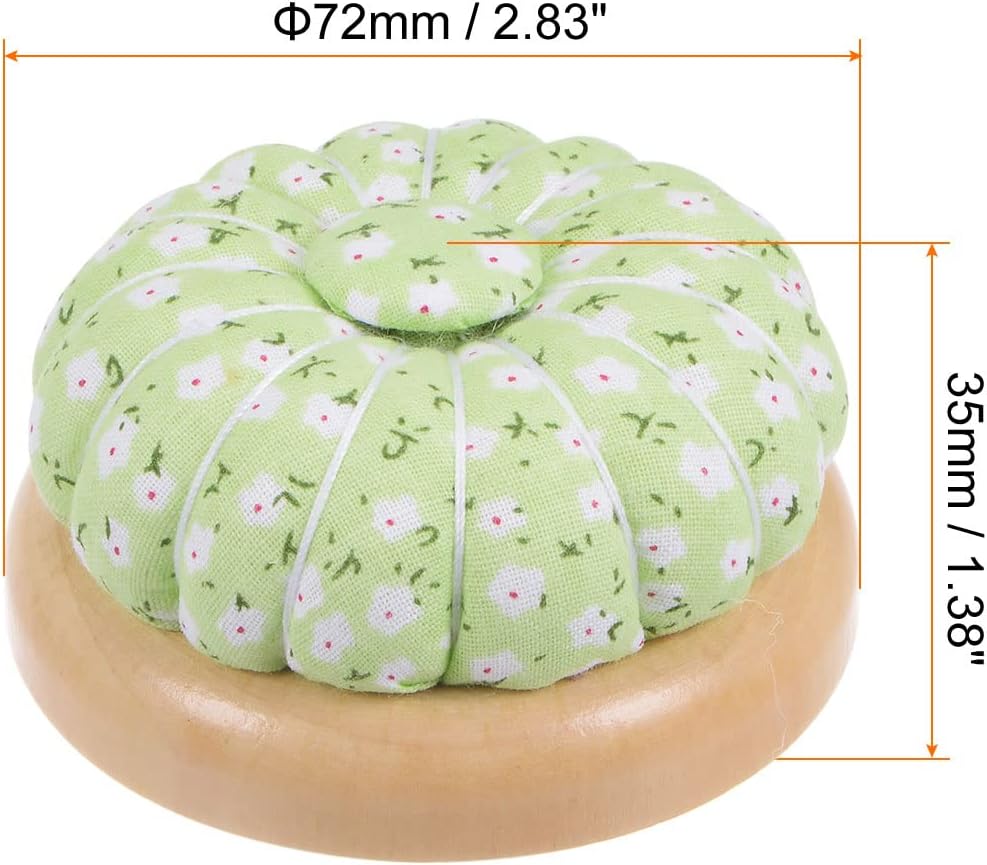 HARFINGTON 2pcs Pin Cushions Sewing Needle Cushion Needle Holder Pincushions with Magnetic Wooden Base for Sewing Quilting Needlework DIY Crafts, Green White Red
