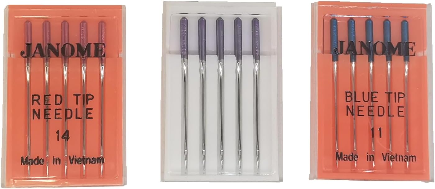 HONEYSEW Sewing Machine Blue Tip Needle Size 11 Purple Tip Needles Designed for Janome Stretch Size14