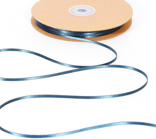 LaRibbons Navy Satin Ribbon 1/8 Inch 100 Yards Thin Luxury Double Faced Blue Silk Ribbon for Flower Bouquet Crafts Gift Wrapping Wedding Bow Decoration