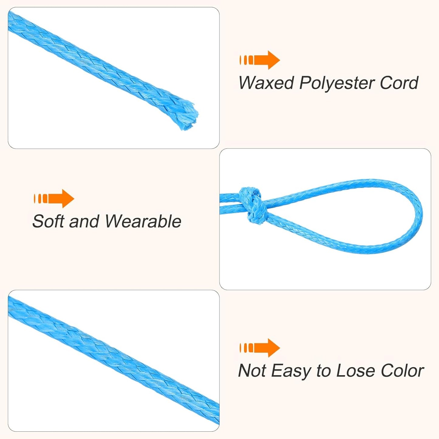 MECCANIXITY Waxed Cord 1.5mm Waxed Thread 87 Yard Wax String Leather Cord for Bracelet Making, Necklaces, Beading, Jewelry Making and DIY Crafts(Blue)