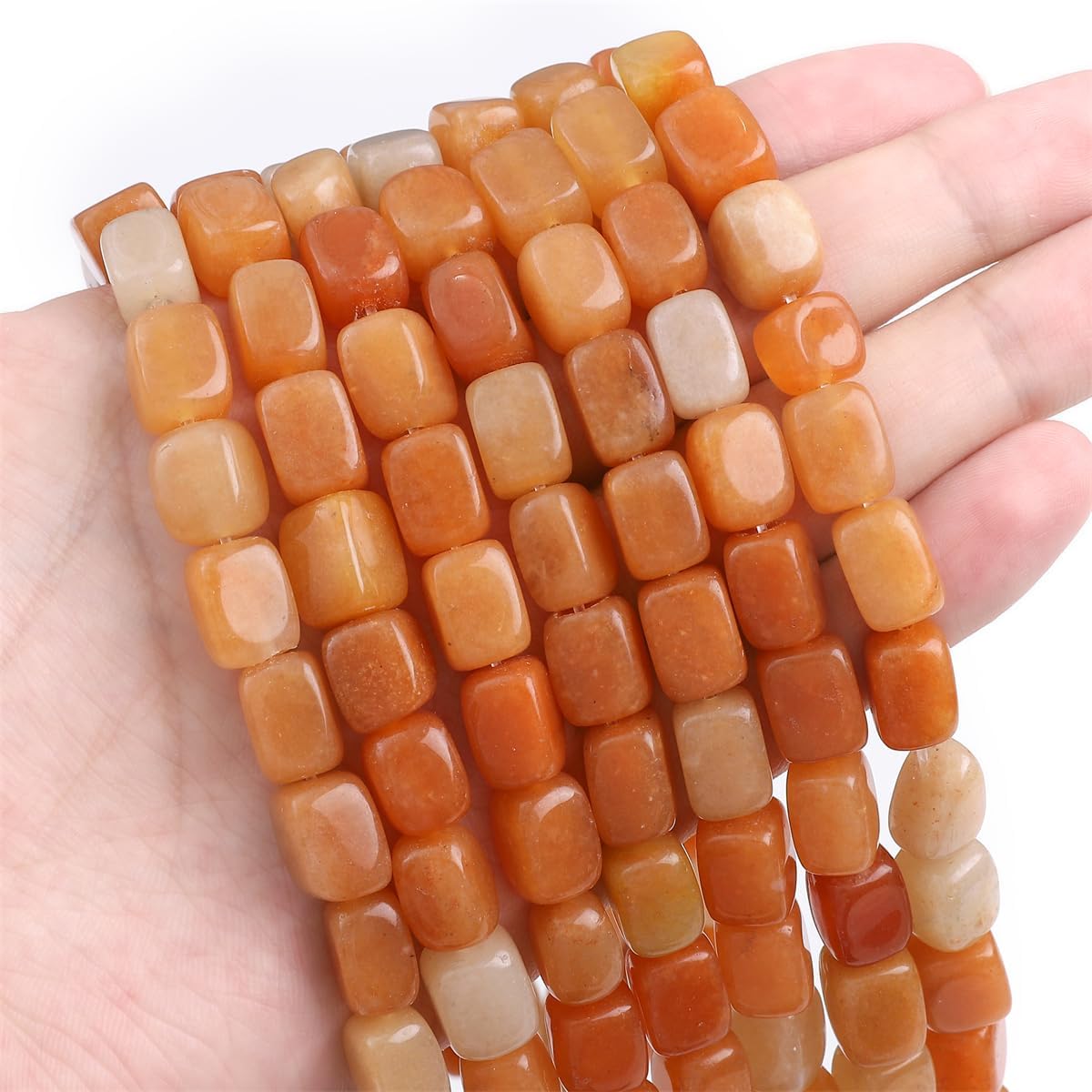 Natural Red Aventurine Cuboid Stone Loose Semi Gemstone Beads for Jewelry Making 8mmx12mm 38cm/Strand