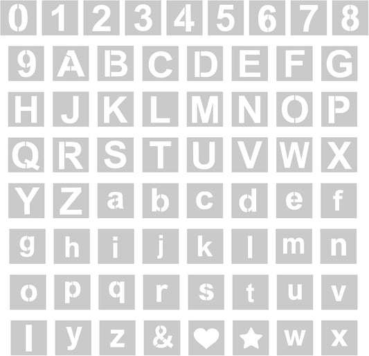 WISYOK 2 Inch 65 Pcs Letter Stencils and Numbers, Reusable Plastic Alphabet Art Craft Templates for Wood, Wall, Fabric, Rock, Signage,Cake,DIY