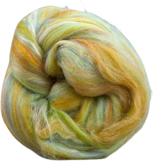 Revolution Fibers – Constellation Range Roving (8 Ounces) | Multicolored Tonal Blend of 70% Dyed Merino and 30% Tussah Silk Combed Top | Soft Fiber for Felting, Spinning, Knitting (Orion Yellow)
