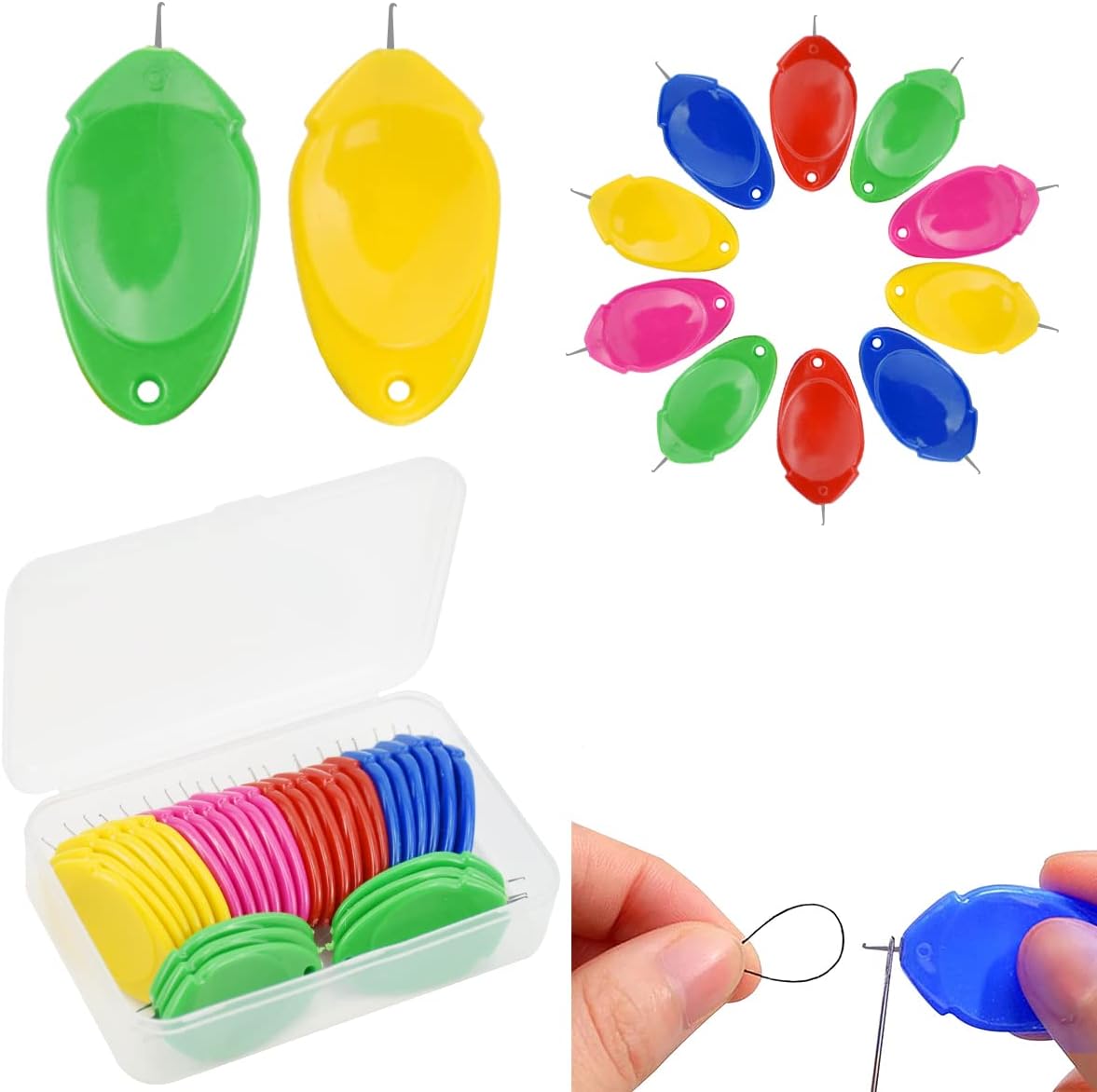 30 Pcs Needle Threaders for Hand Sewing, Plastic Needle Threader Tool for Sewing Needles, Needle Threader for Sewing Crafting, Sewing Machine, DIY, Embroidery, Knitting Craft with Clear Box, 5 Colors