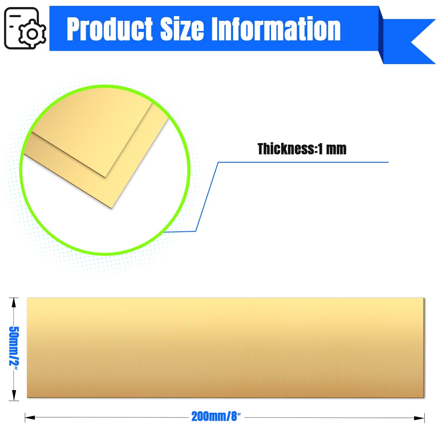 Brass Sheet,2" x 8"-18 Gauge(1mm) Thickness,99.9% Pure Brass Plates for DIY, Jewelry, Electrical, Repair, Industrial(2 Pac