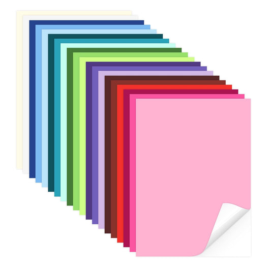 40 Sheets Printable Sticker Paper Heavy Weight Colored Self Adhesive Sticker Cardstock A4 250GSM 90LB 20 Assorted Colors