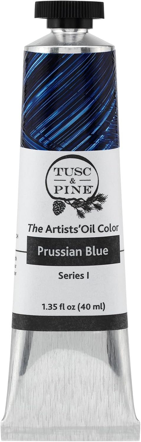 Tusc & Pine Artist Oil Paint - Prussian Blue, 40 ml, Non-Yellowing, Rich & Creamy Consistency, Maximum Pigment Load, Small Batch Milled Oil Paints Made in the USA for Professional Artists