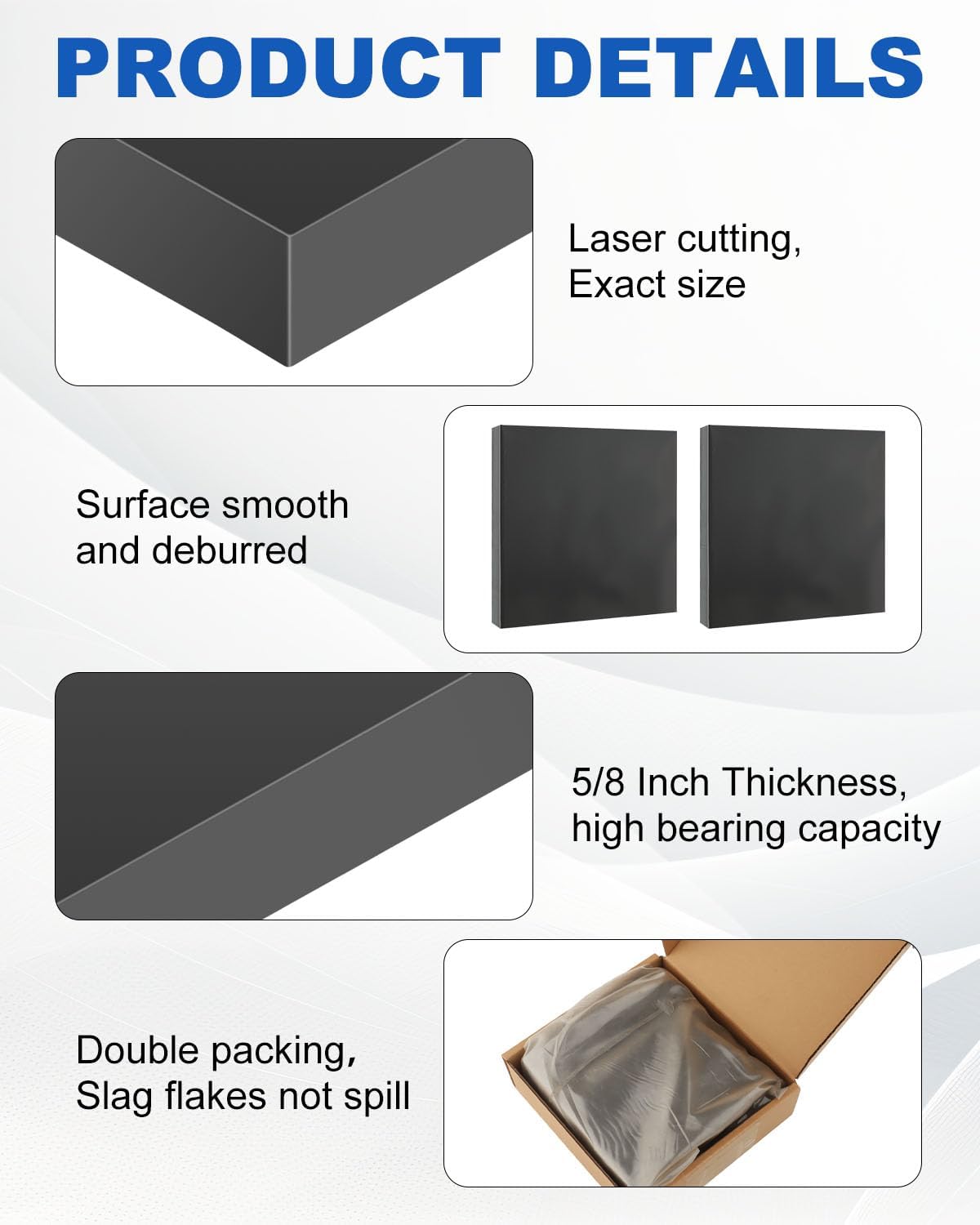 Rocaris Hot Rolled Steel Plate 5/8" x 4" x 4", Pack of 2, Weldable Steel Sheet Metal for Auto Body Repair, DIY Projects, Industrial Support