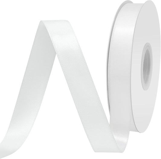 Off White Satin Ribbon 3/4" X 50 Yards Solid Color Double Faced Ribbons Perfect for Crafts Wedding Decor Bow Making Arts Sewing and More