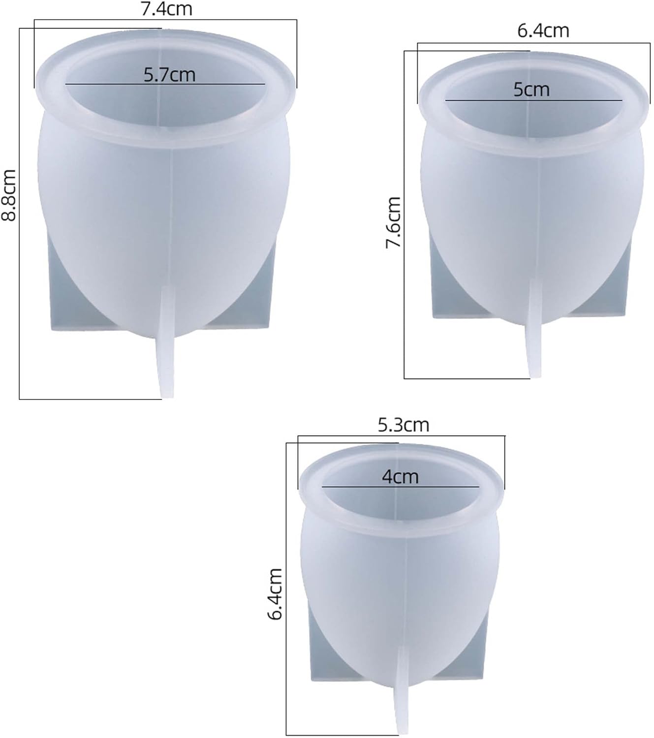 3 Pack Silicone Egg Cake & Candle Molds - Lava Dragon Egg Shapes - Clay & Resin Making Molds - Craft Supplies