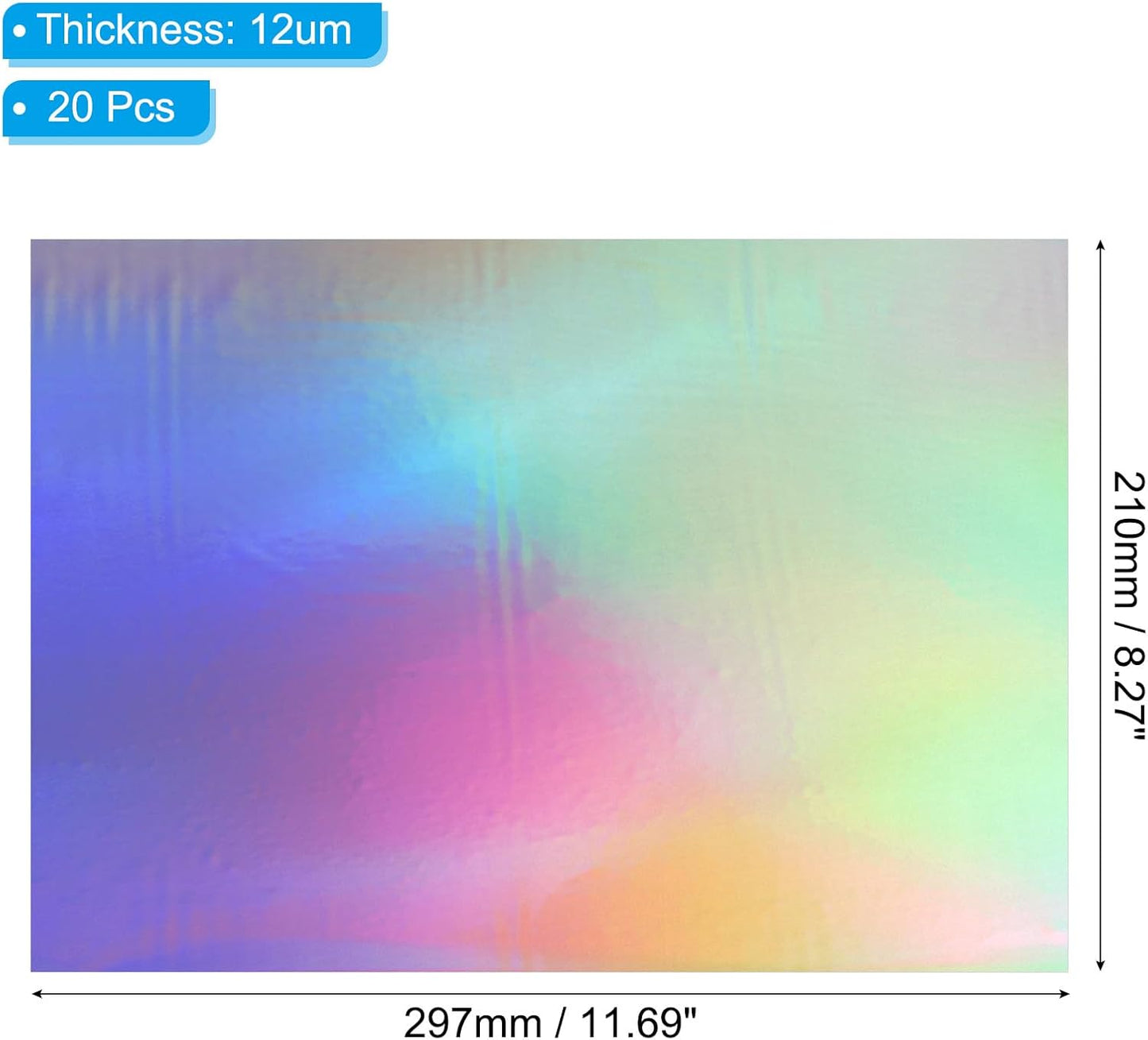 PATIKIL 11.7x8.3" Hot Stamping Foil Paper Sheet, 20 Sheets A4 Heat Transfer Hot Stamping Paper Foil for Leather DIY Logo Decor Craft Gift Package Scrapbook Card, Laser Silver