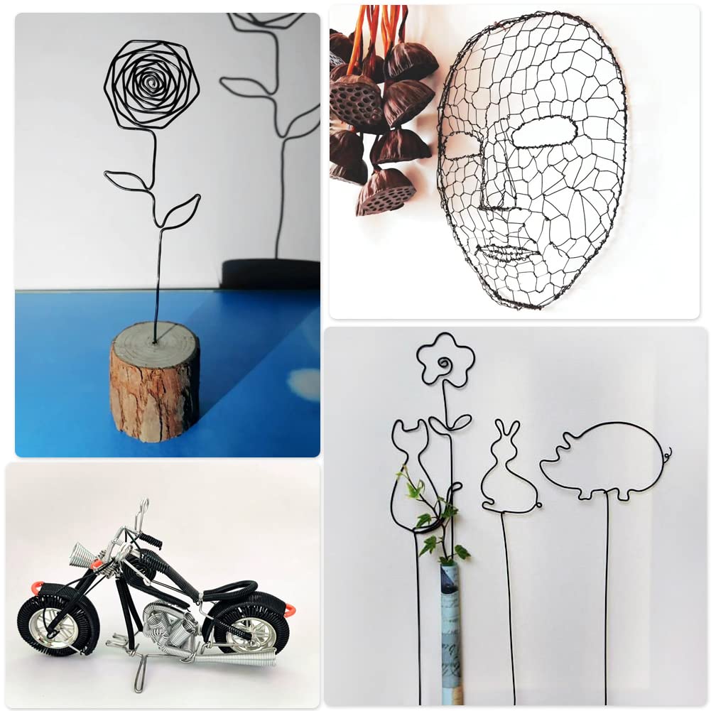 Tenn Well 15 Gauge Aluminum Wire, 164 Feet 1.5mm Bendable Metal Craft Wire for Jewelry Making, Beading, Sculpting, Bonsai Training, Halloween Crafting (Black)