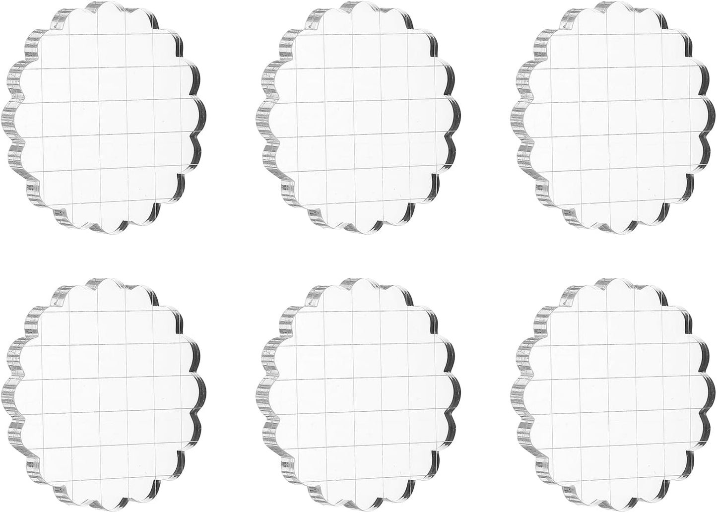 PATIKIL 2.8" Acrylic Stamp Block, 6Pcs Clear Stamping Block with Grid Lines Decorative Mounting Blocks Round for Scrapbooking DIY Crafts Card Making