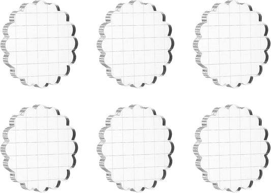PATIKIL 2.8" Acrylic Stamp Block, 6Pcs Clear Stamping Block with Grid Lines Decorative Mounting Blocks Round for Scrapbooking DIY Crafts Card Making