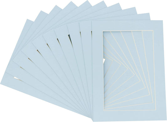 6x8 Mat for 8x10 Frame - Precut Mat Board Acid-Free Show Kit with Backing Board, and Clear Bags Baby Blue 6x8 Photo Matte Made to Fit a 8x10 Picture Frame Matboard for Framing, Pack of 25 Mats