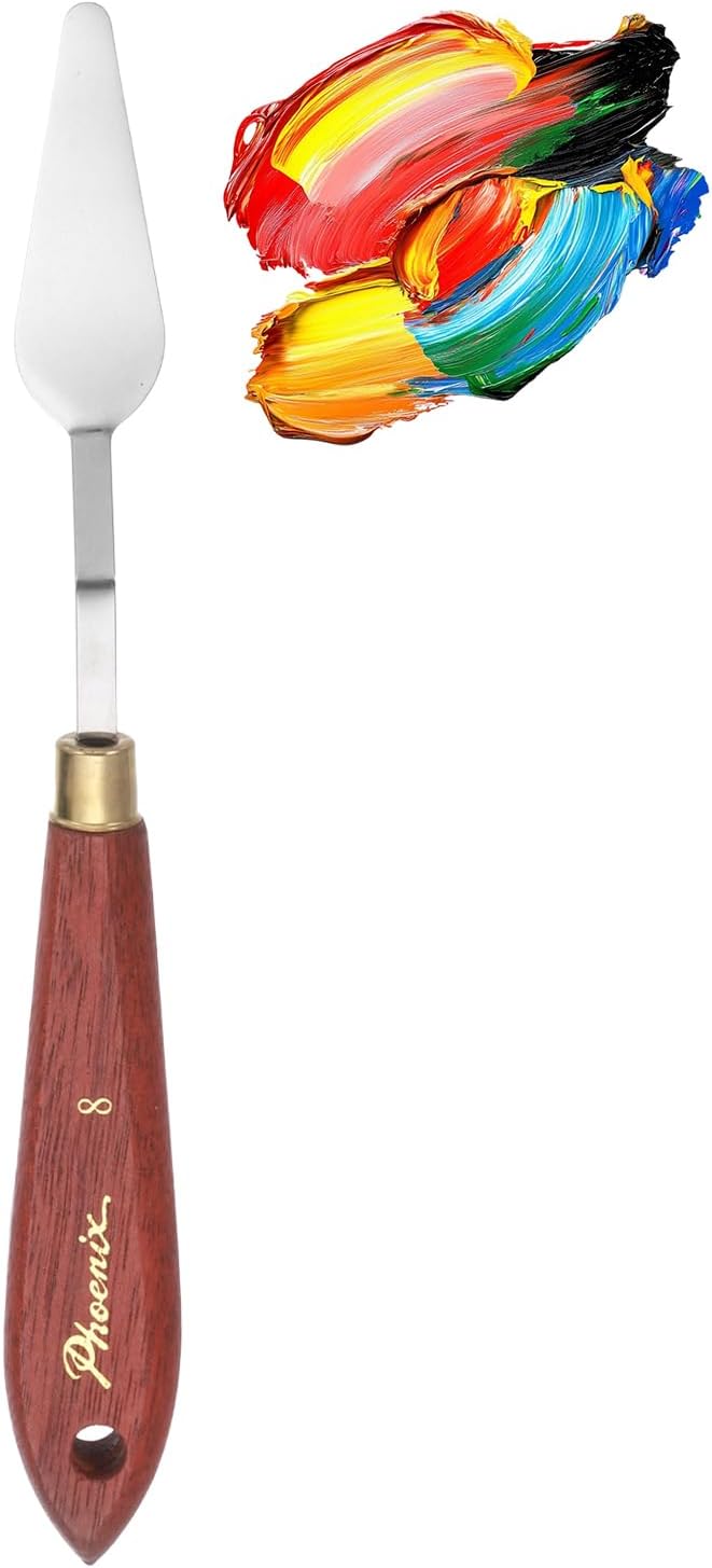 MECCANIXITY Pack of 1 Palette Knife No.8, 7.8" Long Palette Knives with Stainless Steel Flexible Spatula Pallet Knife and Wood Handle for Scraping, Mixing, Oil Acrylic Painting Canvas