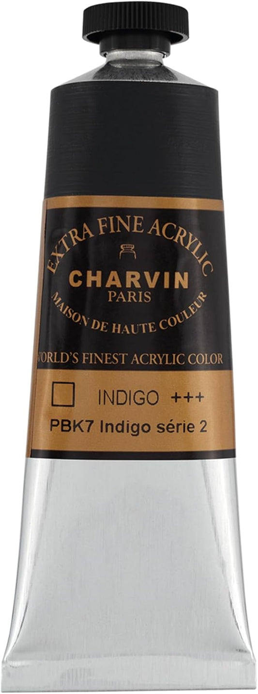 Charvin Extra Fine Professional Artist Acrylic Paint Colors, Nature Themed Hues, 150ml Indigo