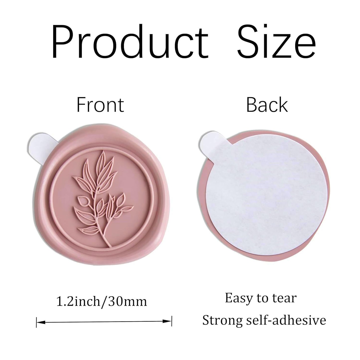 PONATIA 50 Pcs Dusty Rose Wax Seal Stickers - Eucalyptus Leaf, Perfect for Wedding Invitations, Gift Wrapping & More