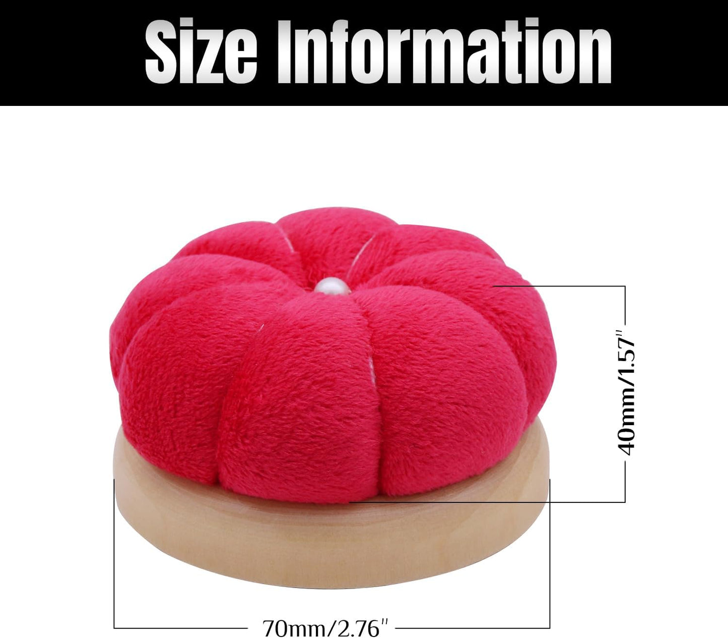 Uxney Pin Cushion,Wooden Sewing Pin Cushion Pincushion Needle Cushion for Sewing Quilting Needlework DIY Crafts(Red,2 PCS)