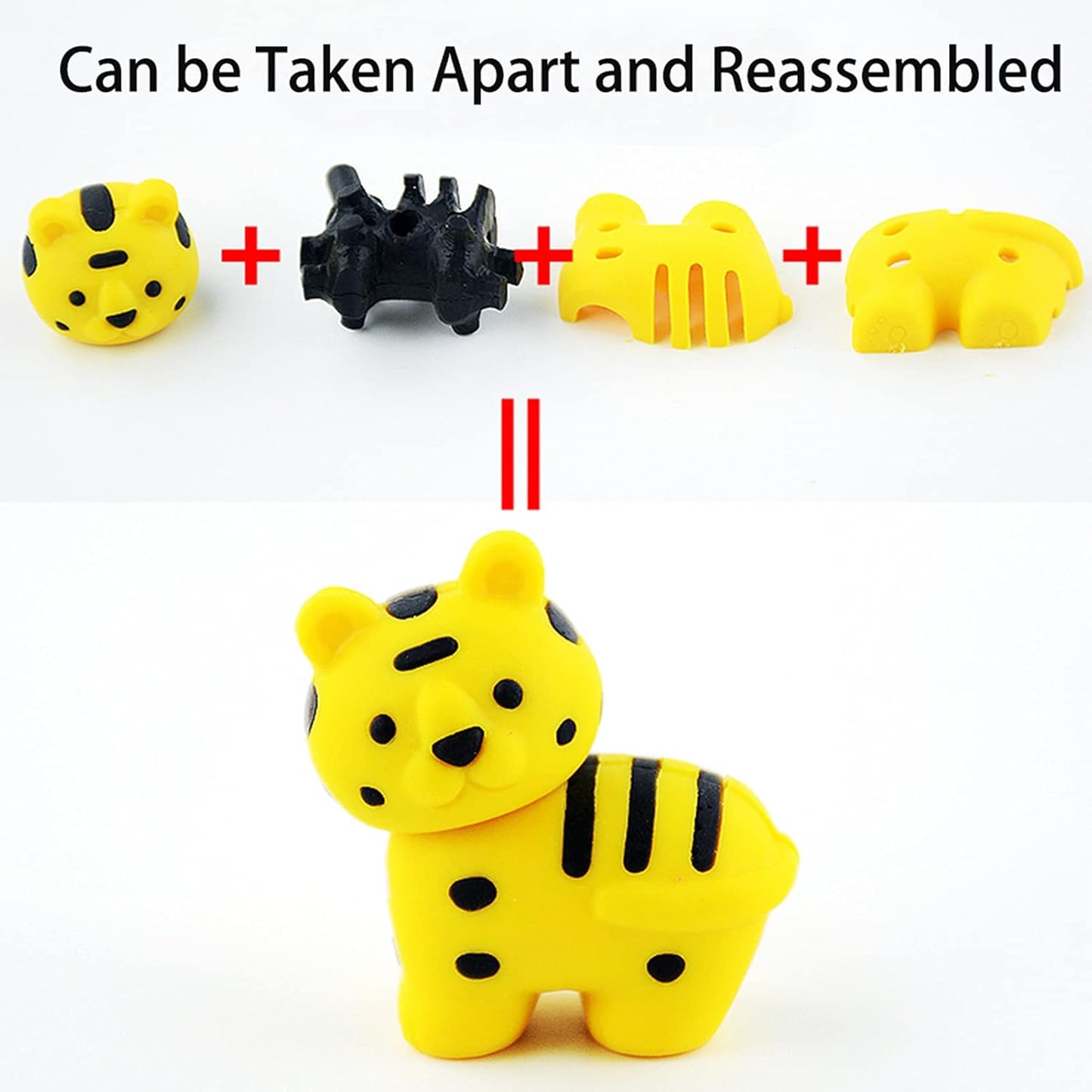 110Pcs Animal Erasers Kids Desk Pets Pencil Erasers 3D Puzzle Eraser Bulk Mini Animal Food Toys Fun Cute Eraser for Classroom Rewards, Game Prizes, Treasure Box, Easter Egg Fillers