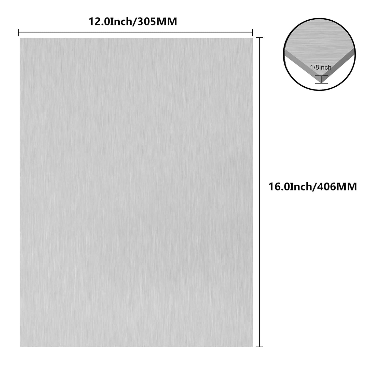 6061 T651 Aluminum Sheet Metal 12 x 16 x 1/8 (0.125”) Inch Flat Plain Aluminum Plate Covered with Protective Film, Heat Treatable Rectangle 3MM Aluminum Metal Plate for Industrial, Crafting