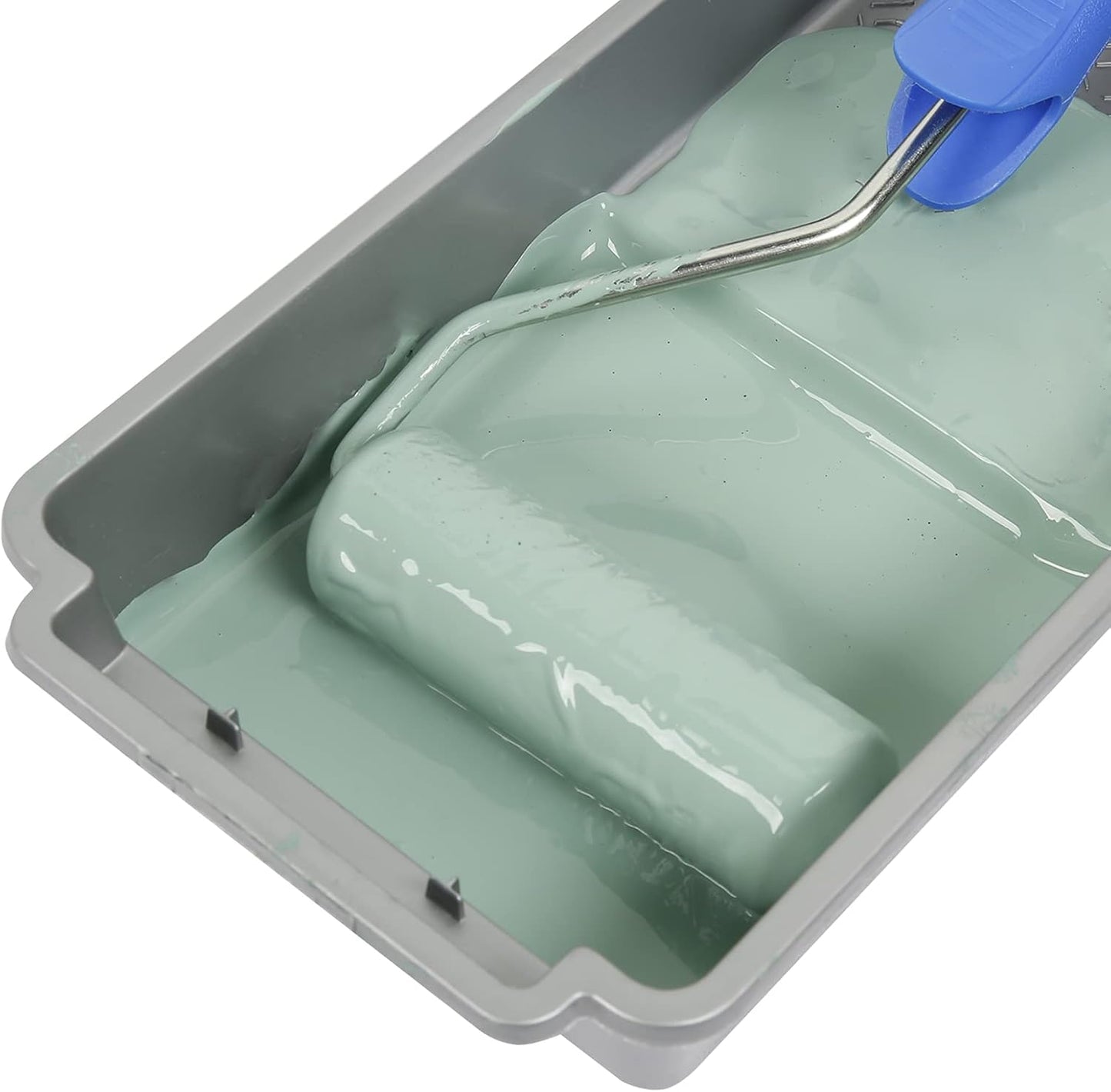 Mister Rui Paint Roller Tray, 4 inch Paint Tray with Liners, 12 Pack, Small Paint Trays, Thickened Plastic Tray Liners with Roller Frame