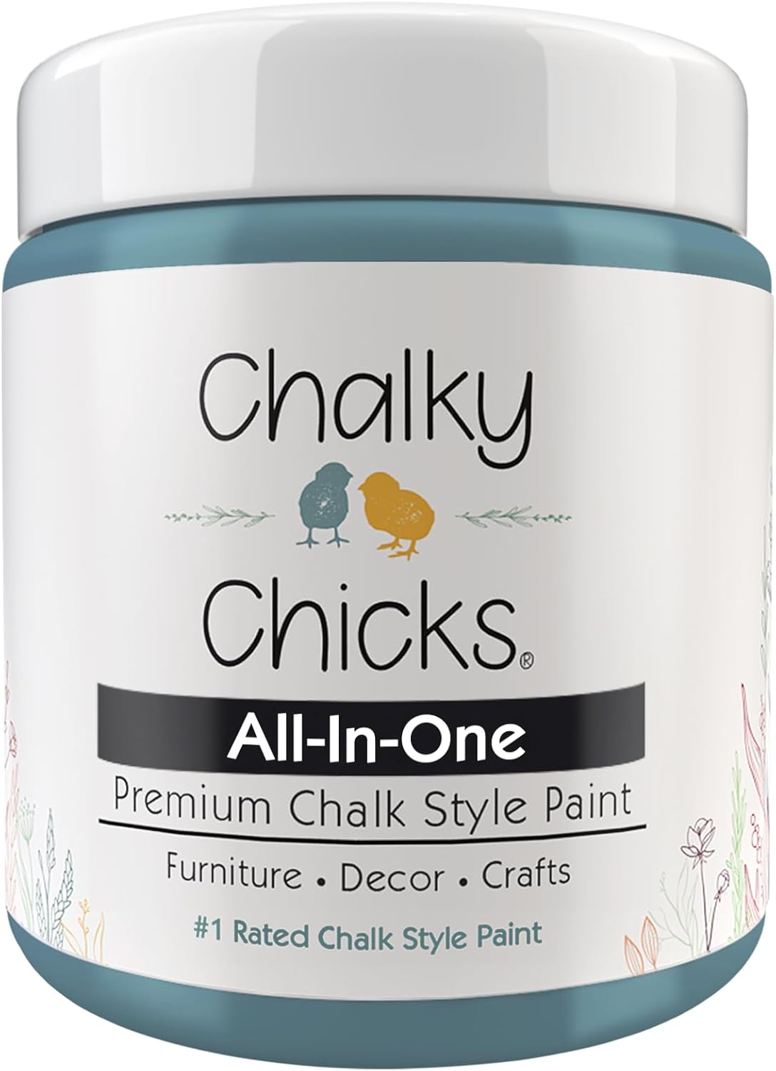 Chalky Chicks All-in-One Chalk Paint for Furniture or Cabinet - 4 Fl Oz - Matte Finish Y Blue (Medium Blue) for Metal, Wood Furniture Paint - No Sanding All-in-One for Home Decor & Crafts, USA Made