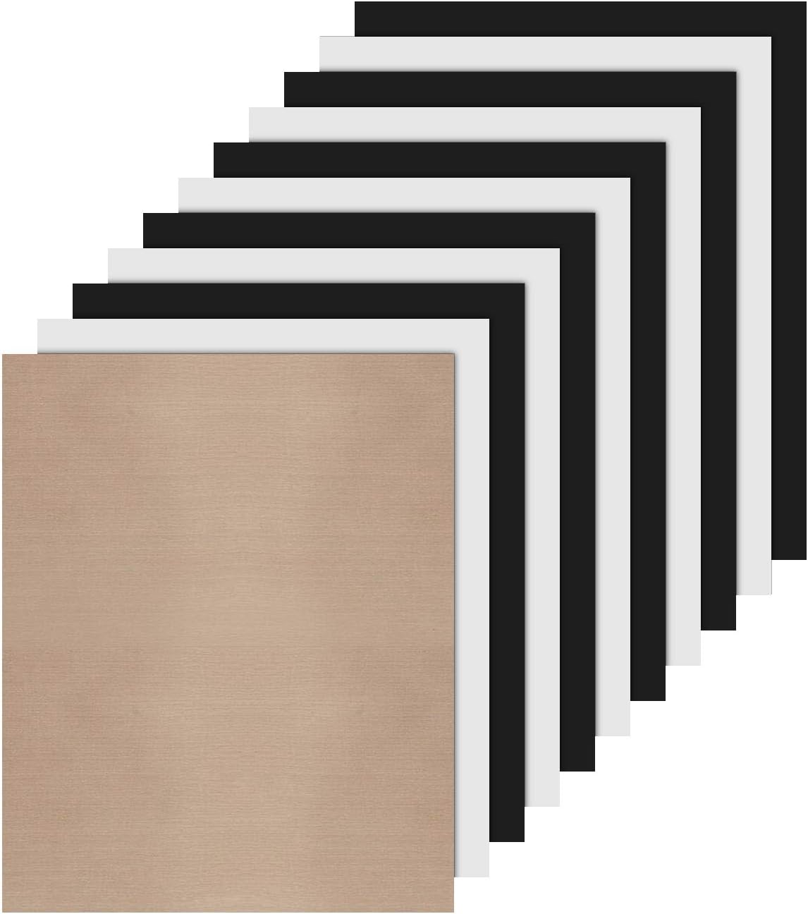 JANDJPACKAGING Heat Transfer Vinyl HTV Bundle - 5 White and 5 Black 12" X 10" Iron on Vinyl, HTV Vinyl for Cricut Silhouette Cameo Heat Press Machine with Teflon Sheet Included