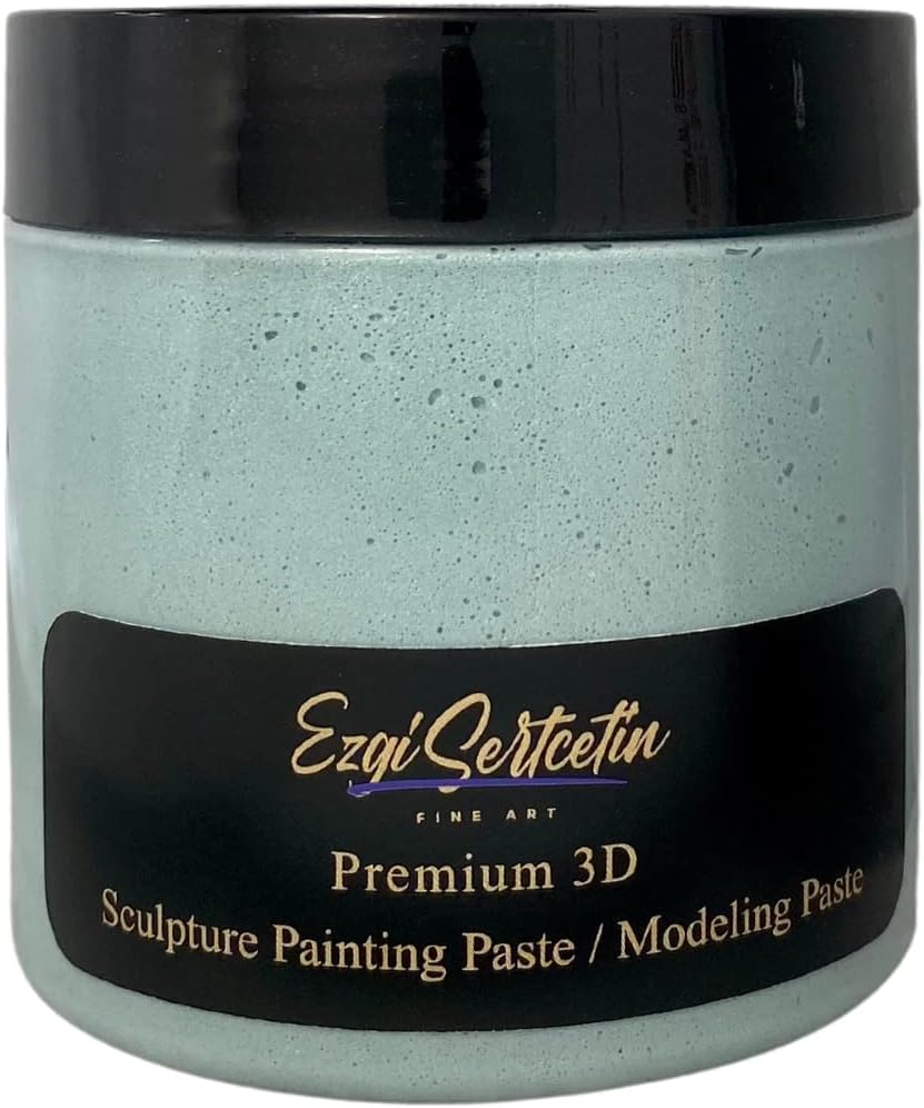 3D Sculpture Painting Paste|Texture Paste|Decorative Plaster|Ready to Use|Unique Colors|Ideal for Artwork|Stencil|Flowers|Texture|Art Relief|New Formula| 6 oz (Metallic Aqua)